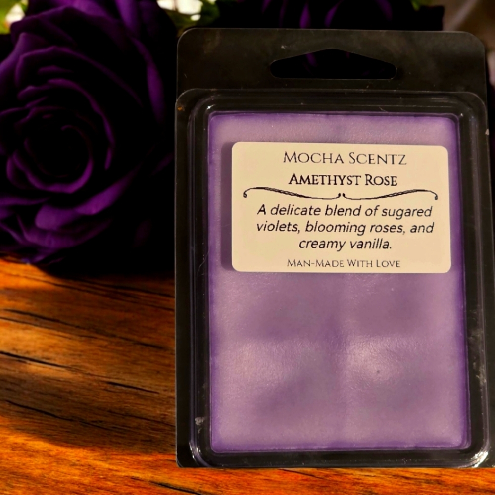 Handmade 2oz Amethyst Rose Coconut/Soy Wax Melt - Purple